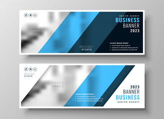 Wall Mural - modern blue professional business banners set of two