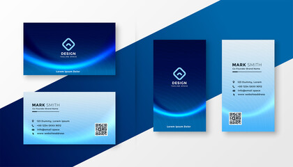 Wall Mural - abstract blue professional business card with wave effect