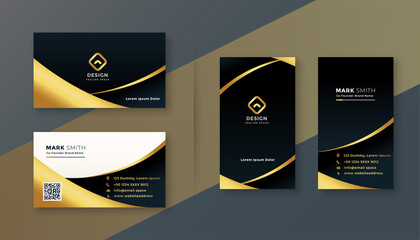 Canvas Print - black and golden premium business card design