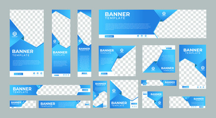 set of corporate web banners of standard size with a place for photos. Vertical, horizontal and square template. vector illustration EPS 10