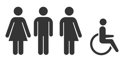 Toilet icons set, man and woman symbol,  toilet signs, WC  toilet signs,  vector illustration