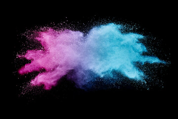 Wall Mural - Abstract multicolor powder on black background. holi festival.