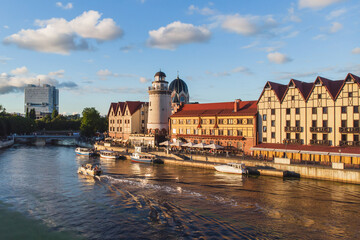 Wall Mural - Aerial view of a Kaliningrad, former Koenigsberg, Kaliningrad Oblast, Russia, with Fishermen Village and Konigsberg Cathedral