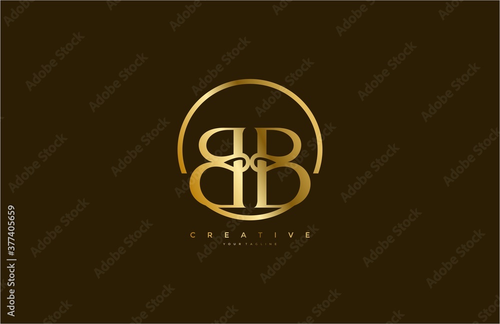 simple initial BB monogram serif circle gold style logo Stock Vector ...