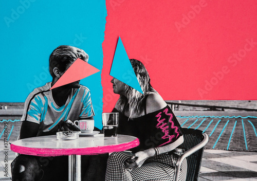 Fotomural Couple having drinks collage