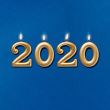 2020 New Year's Candles On Classic Blue Background