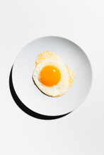 Fried Egg On A Plate Overhead View