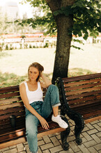 Young Woman Outdoors In Casual Style
