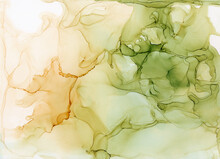 Peach And Green Abstract Alcohol Ink Painting