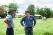 © Clare Seibel-Barnes/Austockphoto - Two happy men talking together in a farm paddock