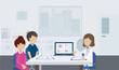 © phonlamaiphoto - Fertility clinic consultation with doctor and patients flat design vector illustration