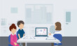 © phonlamaiphoto - Fertility clinic consultation with doctor and patients flat design vector illustration
