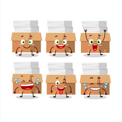 Canvas Print - Cartoon character of office boxes with paper with smile expression