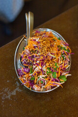 Rainbow slaw on metal plate