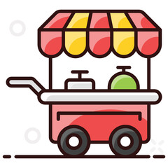 Poster - 
Cloche on handcart showing concept of food stall icon
