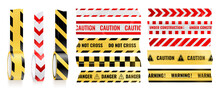 Sticky Caution Adhesive Tapes Realistic Icon Set