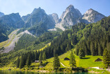 Fototapeta Góry - beautiful mountain lake on a sunny day in the alps of austria