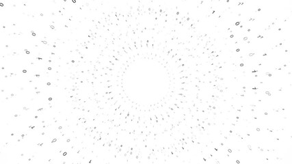 Concept cyberspace network with binary numbers spinning motion background. Isolated on white.