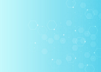 Digital technology background. Abstract hexagons background with lines and dots. Design for science, medicine or technology