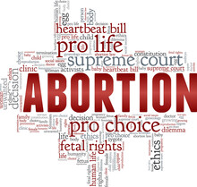 Abortion Vector Illustration Word Cloud Isolated On A White Background.