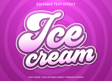 Ice Cream Text Style Template With Retro Style And Bold Font Concept Use For Brand Label And Promotion Tag