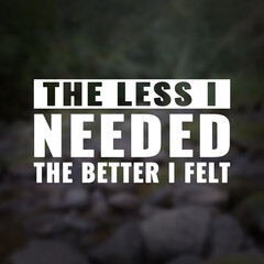 best inspirational quote for success. the less i needed the better i felt