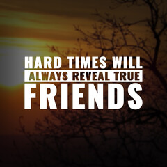 Wall Mural - Best inspirational quote for success. Hard times will always reveal true friends
