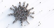© Photocreo Bednarek - Large group of people making a virus shape.
