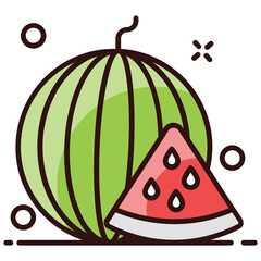 Sticker - 
A delicious and refreshing watermelon fruit, editable icon design 
