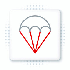 Sticker - Line Parachute icon isolated on white background. Extreme sport. Sport equipment. Colorful outline concept. Vector.