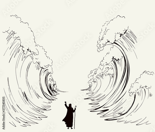 Fotografía Moses with the staff. Vector drawing
