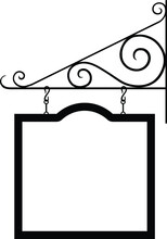 Wrought Iron Scrolled Bracket With Sign Shape