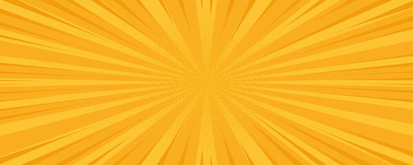 Wall Mural - pop art comic yellow background. summer backdrop. sunbeam pattern yellow colored. vintage vector hal