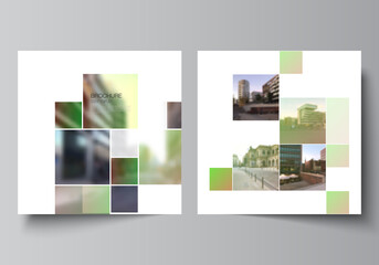 Wall Mural - vector layout of two square format covers design templates for brochure, flyer, magazine, cover desi