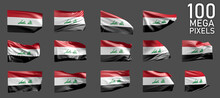 A Lot Of Various Pictures Of Iraq Flag Isolated On Grey Background - 3D Illustration Of Object