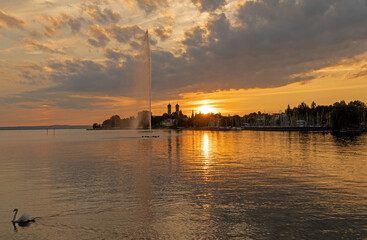 Poster - Sonnenuntergang in Friedrichshafen am Bodensee