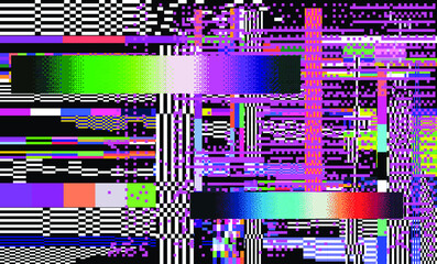 Wall Mural - abstract geometric background with glitched pixels. computer screen with vhs noise effect.