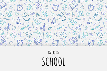 Back to School card. Background with funny draws. Vector