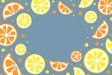 Wall Mural - Summer background with juicy fruits and copyspace. Vector