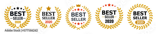Fotomural Set best seller icon design with laurel, best seller badge logo isolated - stock