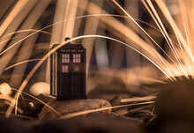 Police Box Tardis Surrounded By Sparks