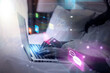 © Have a nice day  - Asian woman in bed using computer laptop applications, media and entertainment social networking connection, wireless internet communication Modern technology futuristic user interface graphics icon