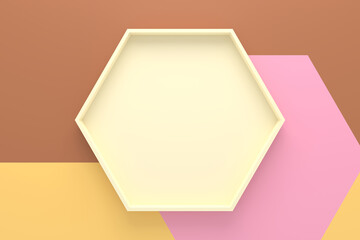 Wall Mural - abstract background of hexagon shape tray. 3d rendering.