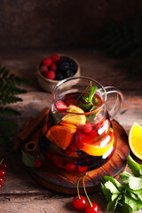 fruit berry tea in a glass teapot