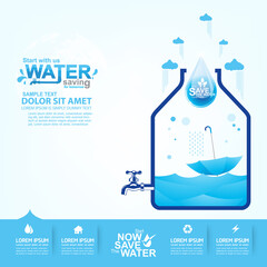 Wall Mural - Save water concept Ecology vector.