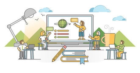 Wall Mural - webinar education as online training courses and learning outline concept