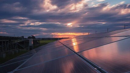 time-lapse 4k large industrial solar energy farm producing concentrated solar power day to night.gre