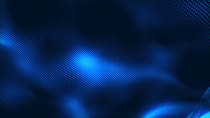 Canvas Print - dot white blue wave light screen gradient texture background. abstract technology big data digital b