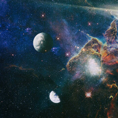 Wall Mural - planet earth from space and green nebula, abstract space. elements furnished by nasa
