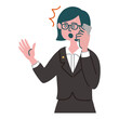 © トワトワ - スーツ　女性　メガネ　士業　携帯電話　スマホ　驚いている